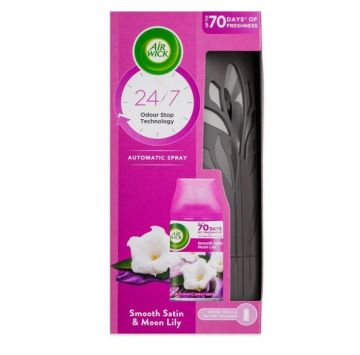 Ароматизатор за стая + пълнител 250мл Air Wick Satin & Moon Lily