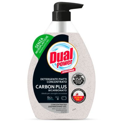 Препарат за съдове с помпа Dual Carbon Plus 600мл Бикарбонат
