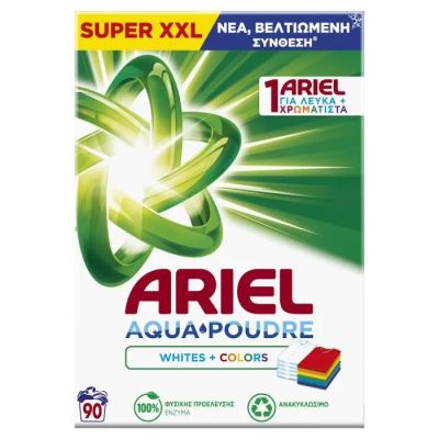 Прах за пране Ariel 90пр 5.85кг за бяло и цветно (гръцки)
