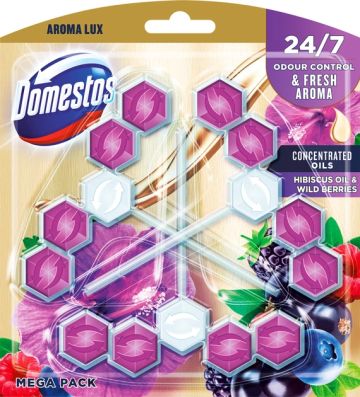Топчета за тоалетна чиния Domestos 3бр Хибискус и Горски плод