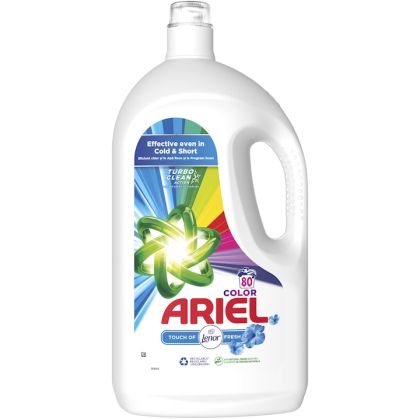 Течна прах Ariel 80пр 4л с Ленор за цветни дрехи