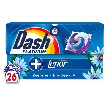 Капсули за пране Dash Platinum Lenor 4в1 26бр Сини цветя