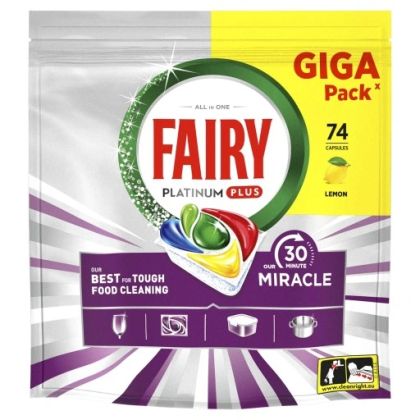 Таблетки за съдомиална Fairy Platinum Plus Miracle 74бр Лимон