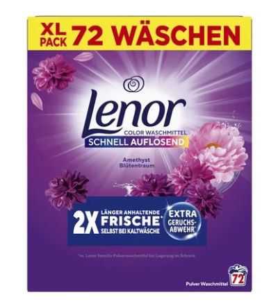 Прах за пране Lenor 72пр 3.6кг Amethyst (за цветно)